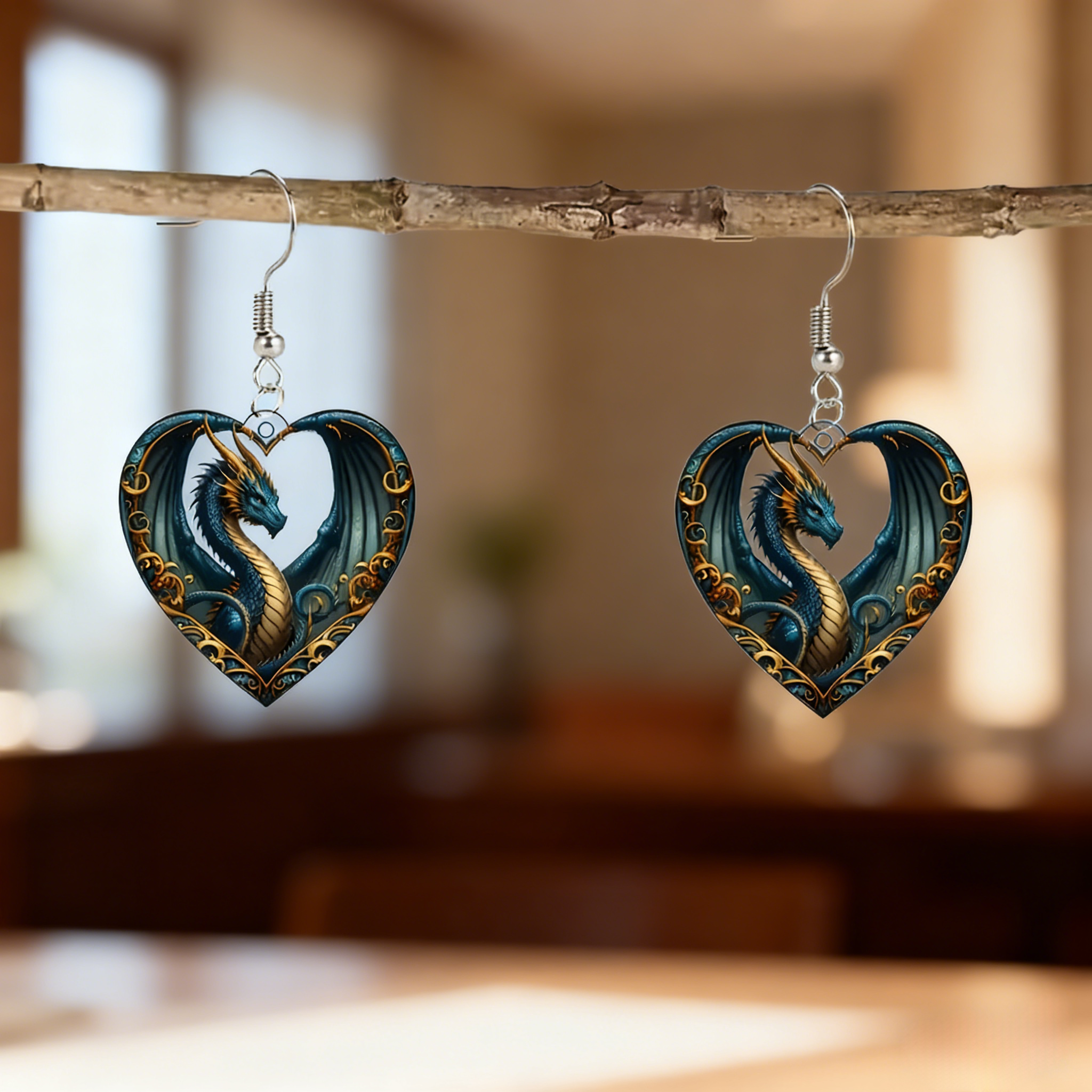 🐉 Mystic Heart Dragon Earrings