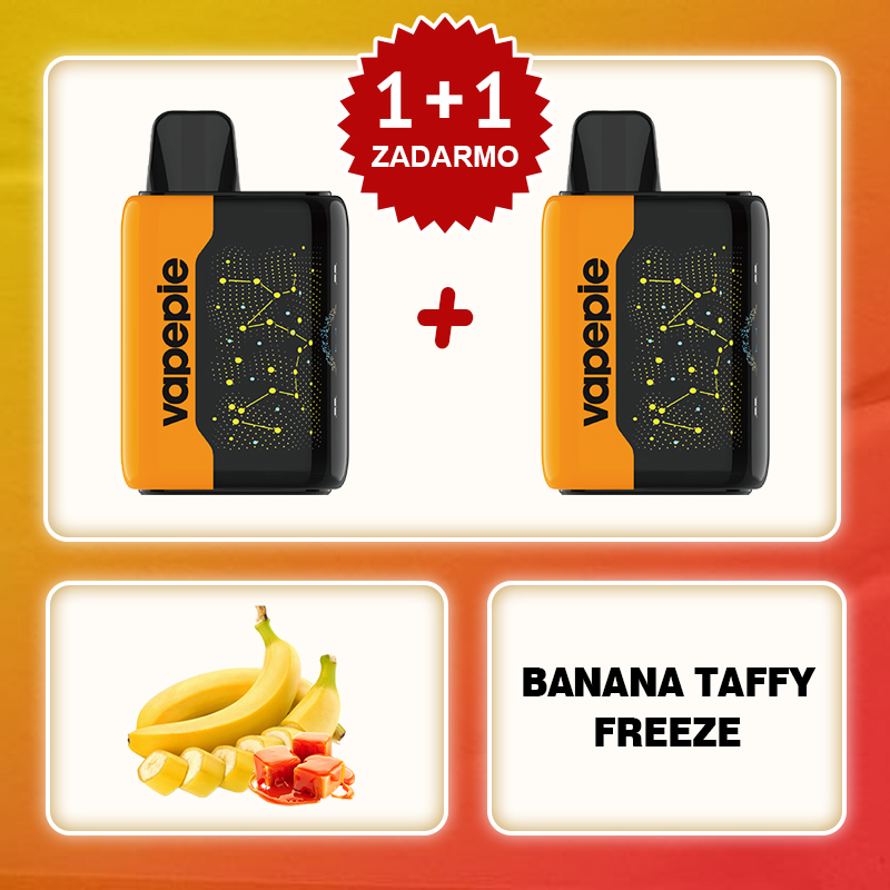 💥Akcia 1+1 ZADARMO!🔥Banán Taffy Freeze & VAPEPIE 25000 PUFFS - Star Sky Curved Screen