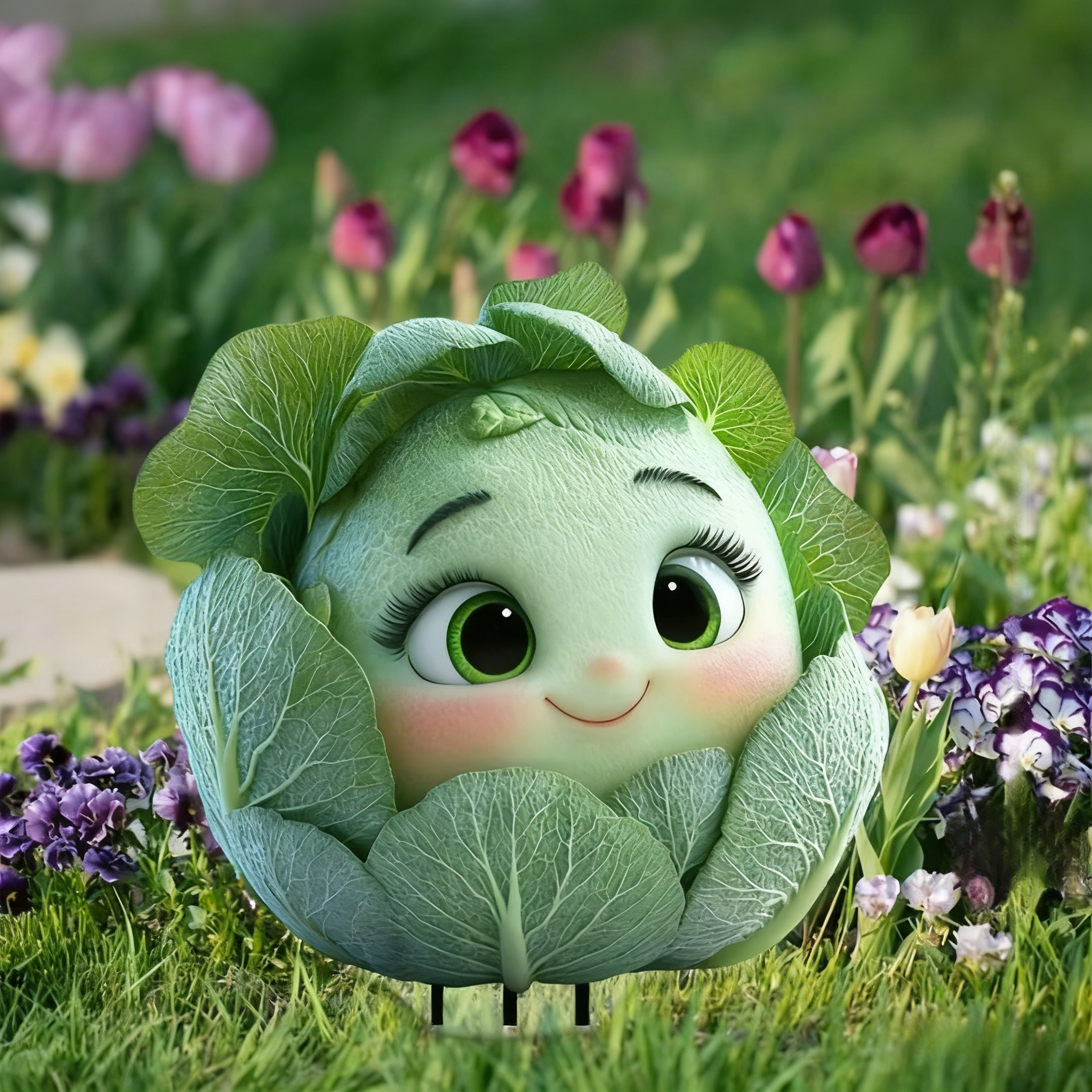 🥬 Cute Cabbage Garden Stake Decoration