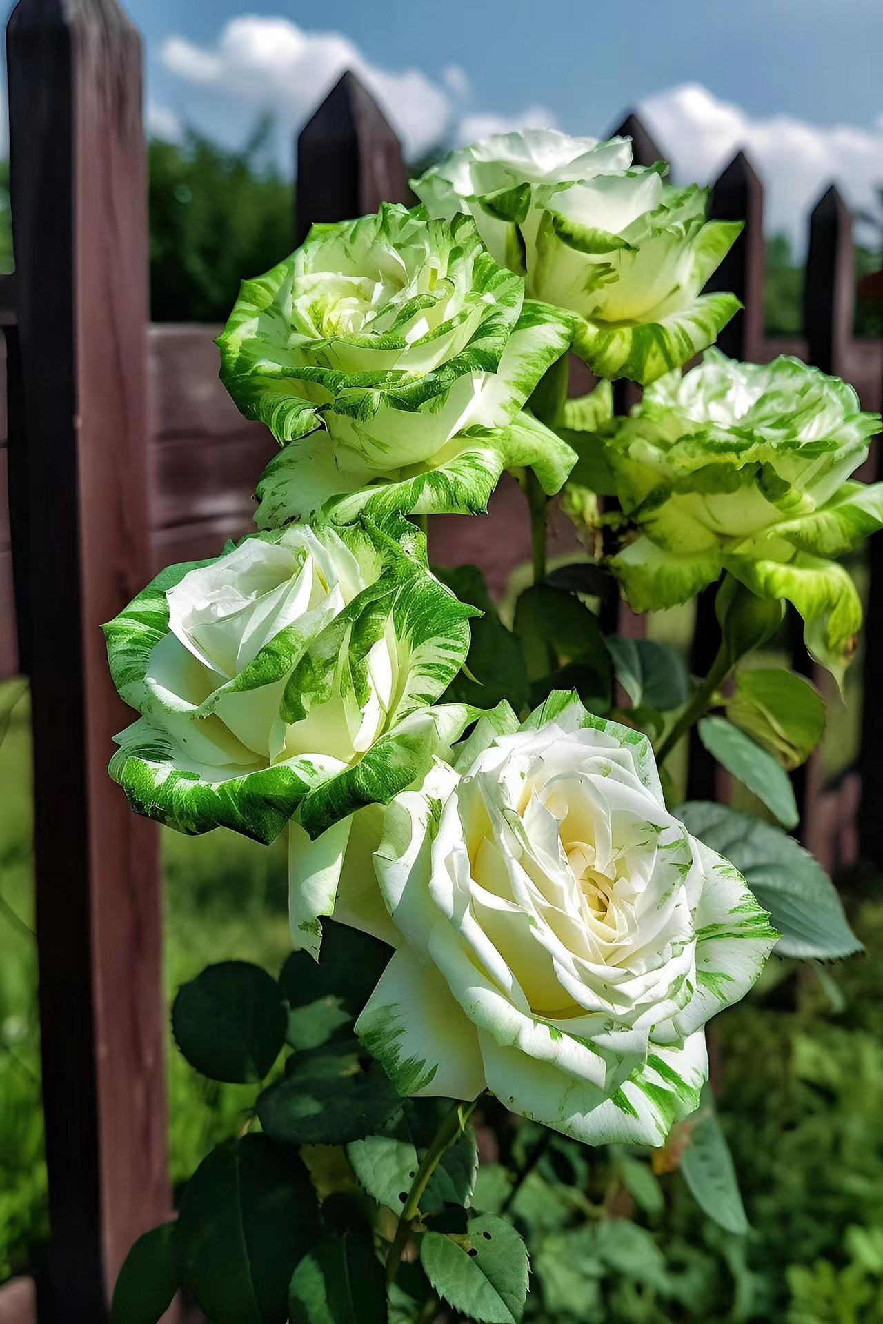 Rare White and Green Twin Rose