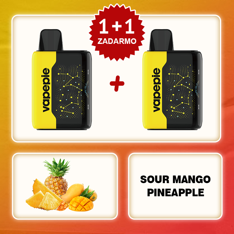 💥Akcia 1+1 ZADARMO!🔥Kyselý Mango A Ananas & VAPEPIE 25000 PUFFS - Star Sky Curved Screen