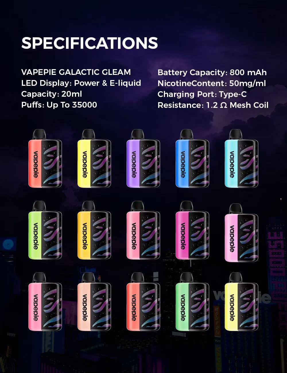 VAPEPIE GALACTIC GLEAM 35000 PUFFS