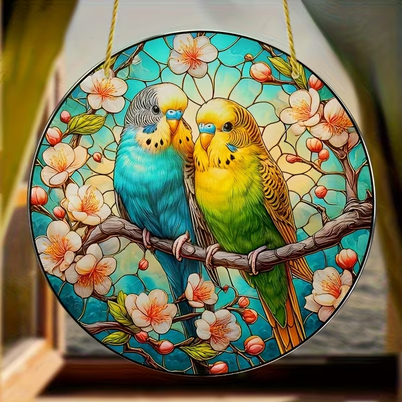 🌸🐦 Blossom Budgie Harmony Suncatcher