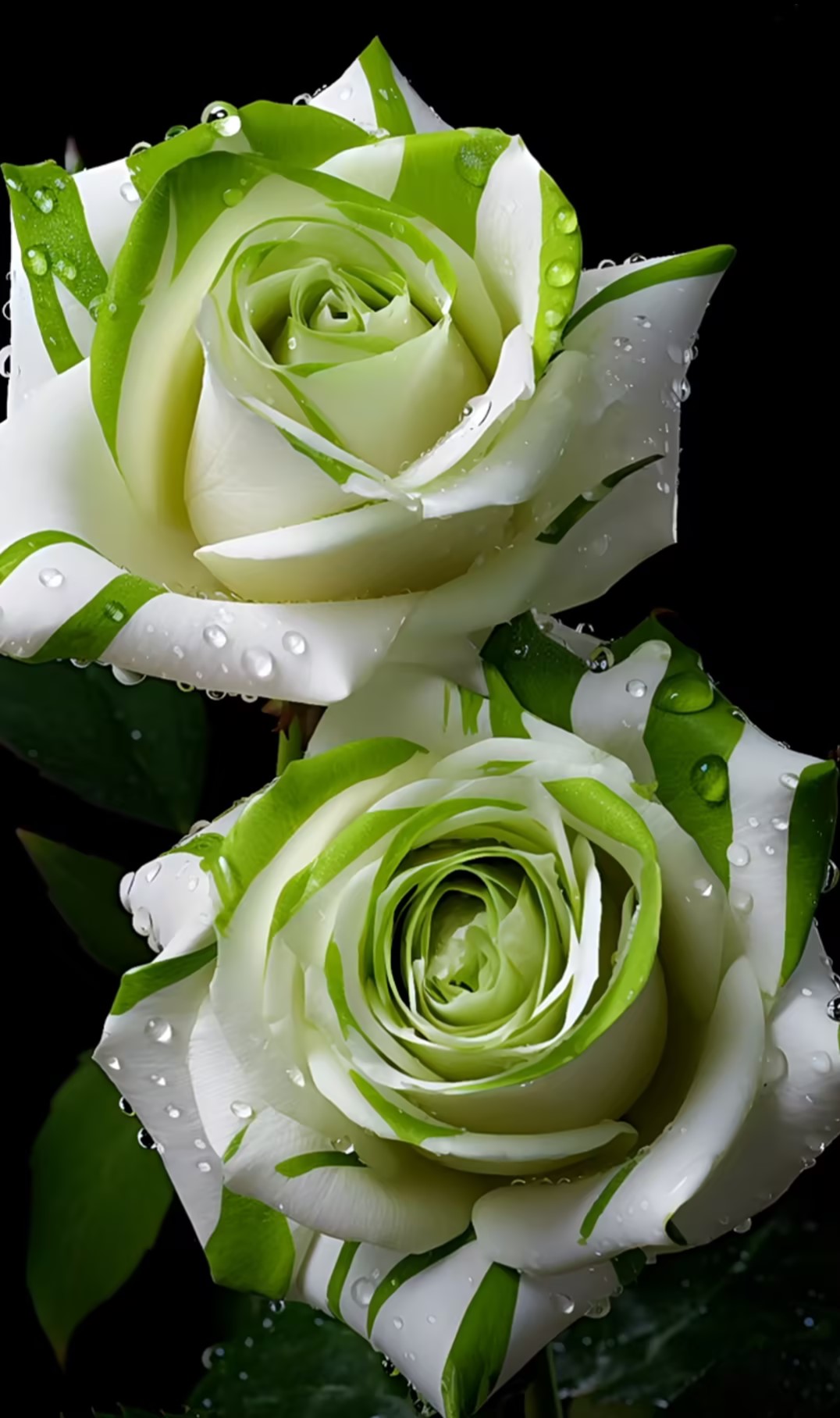 Rare White and Green Twin Rose