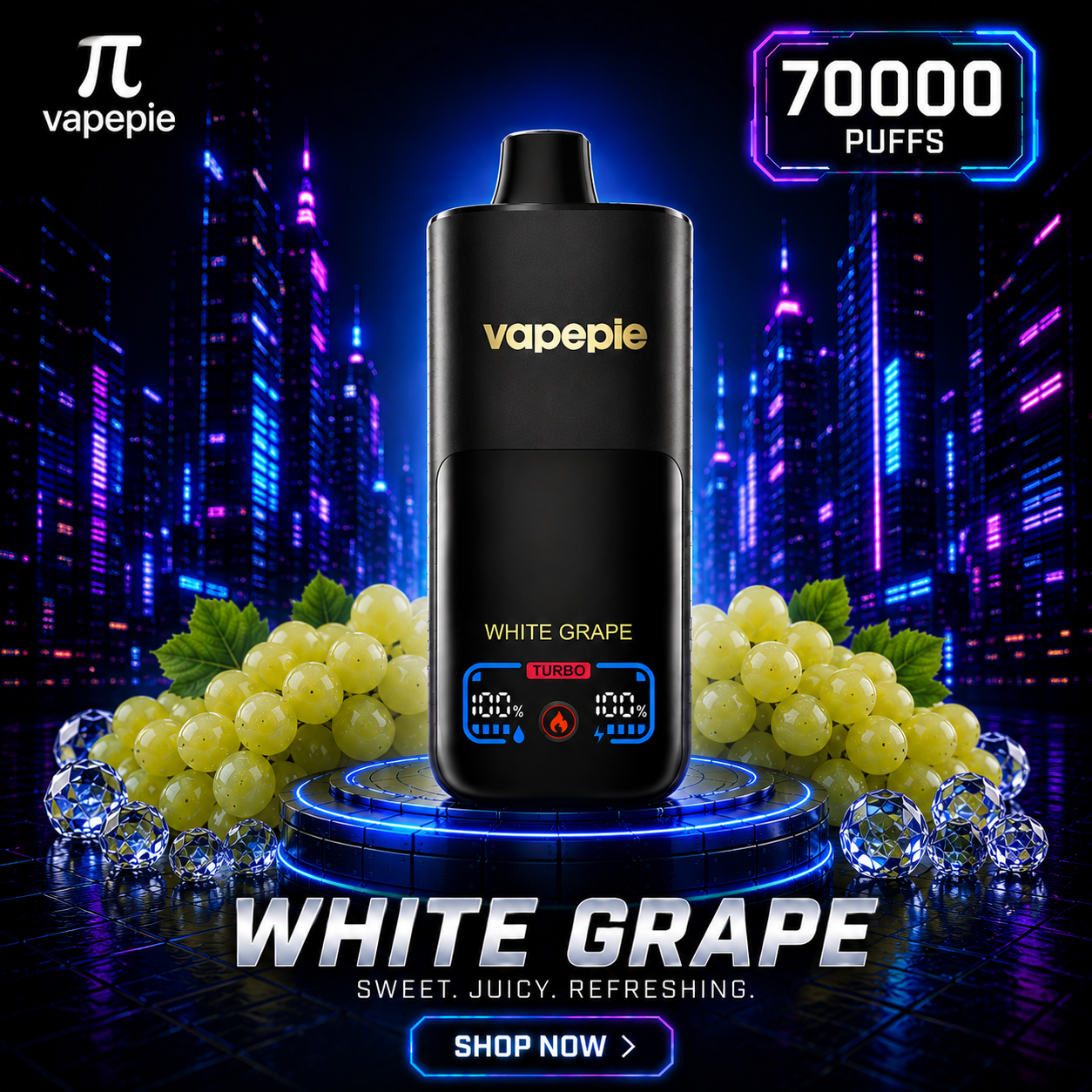 White Grape | 70000 Puffs Rechargeable Disposable Vape