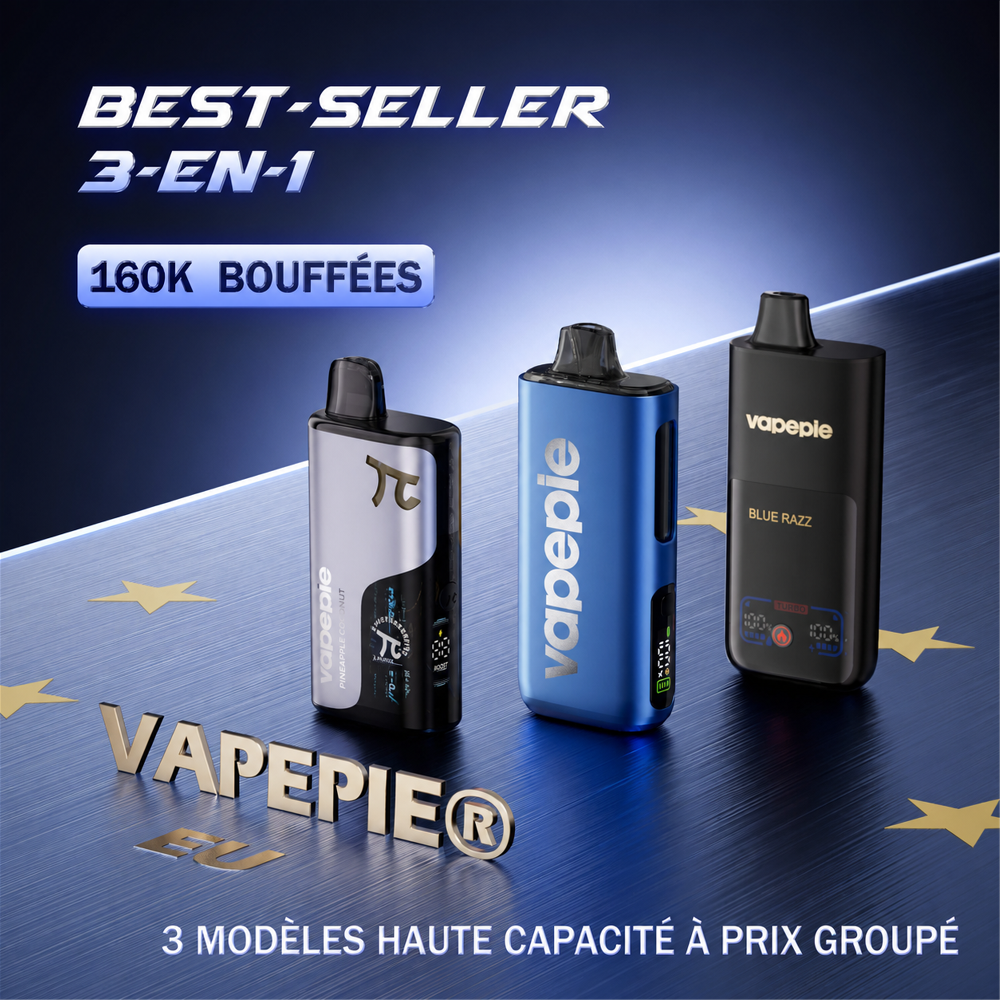 【Vorteilspack】Vapepie Bestseller – 3-in-1-Pack, 160.000 Züge (Mega ×1 + Matrix ×1 + Pro ×1)