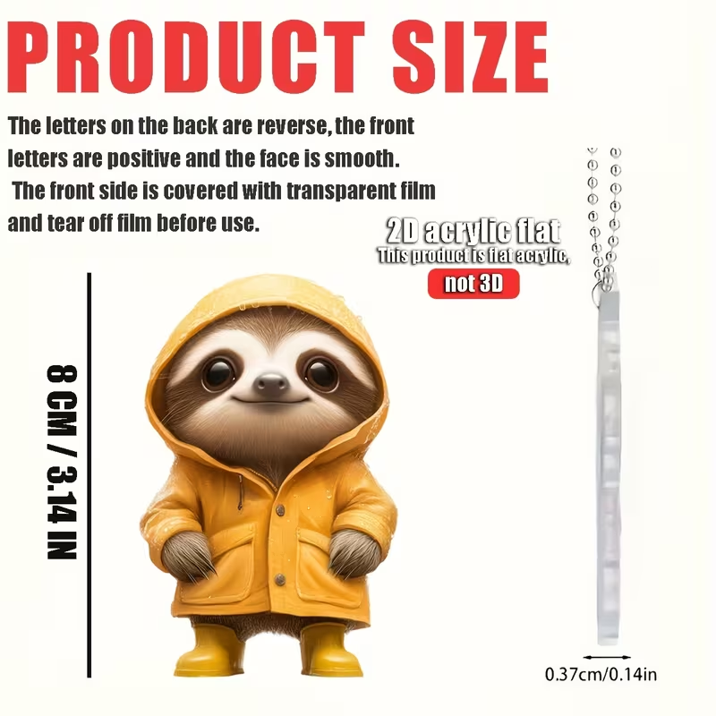 🦥💛 Adorable Sloth in Raincoat Pendant Ornament