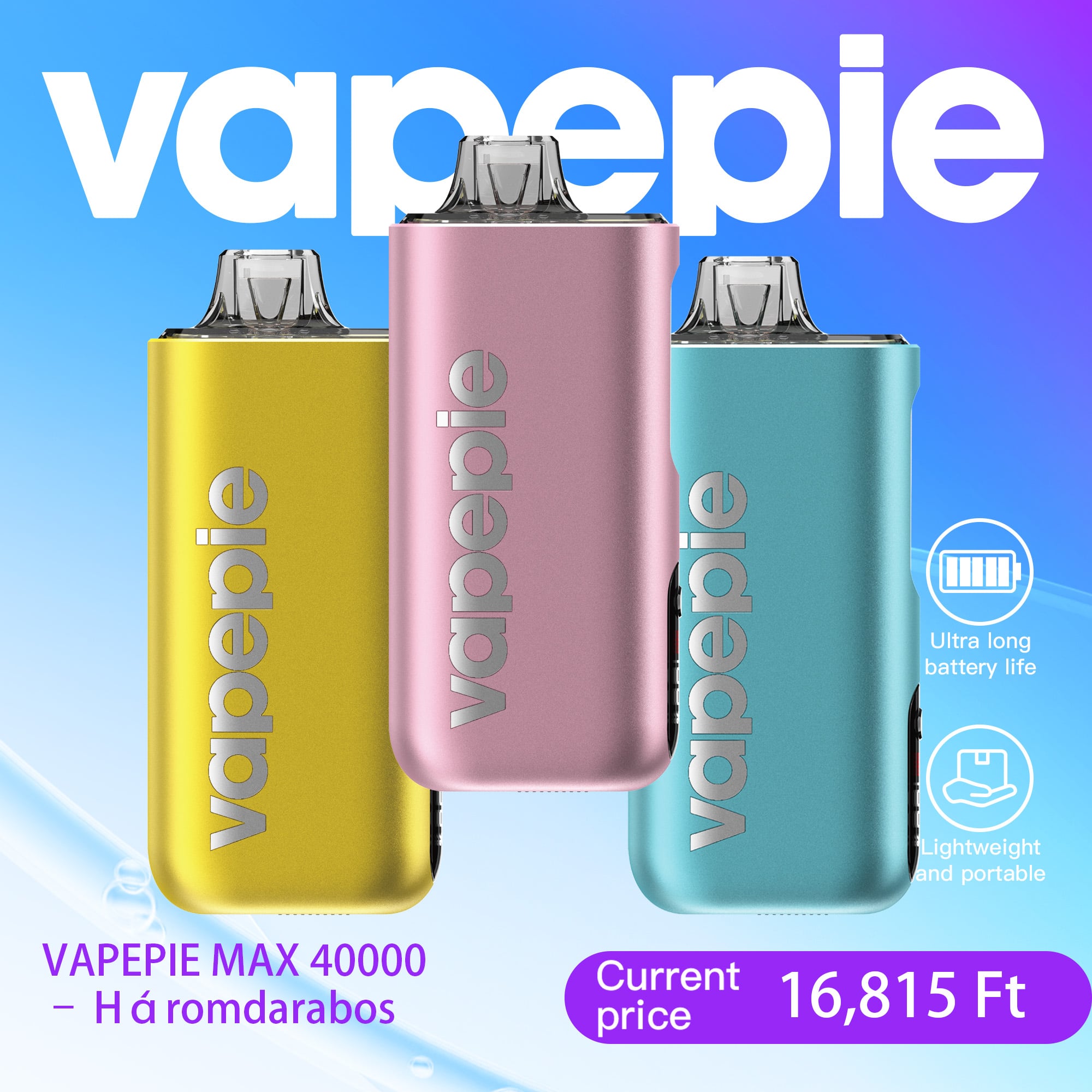 🏆VAPEPIE MAX 40000–Kedvezményes 3 darabos csomag,többféle íz közül választhatsz!