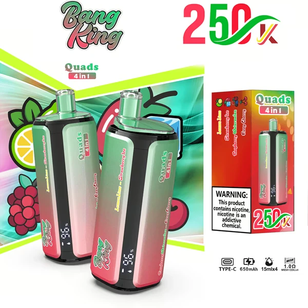 VAPSOLO-BANG KING 250 000 Potahů Quads 4v1 Příchutě​