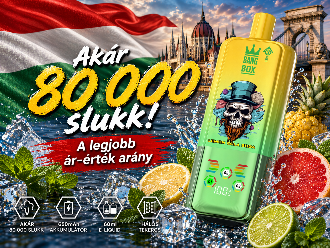 BANGBOX 80K 3 az 1-ben vape 80000 slukk eldobható elektromos cigaretta 60 ml 850 mAh Magyarország