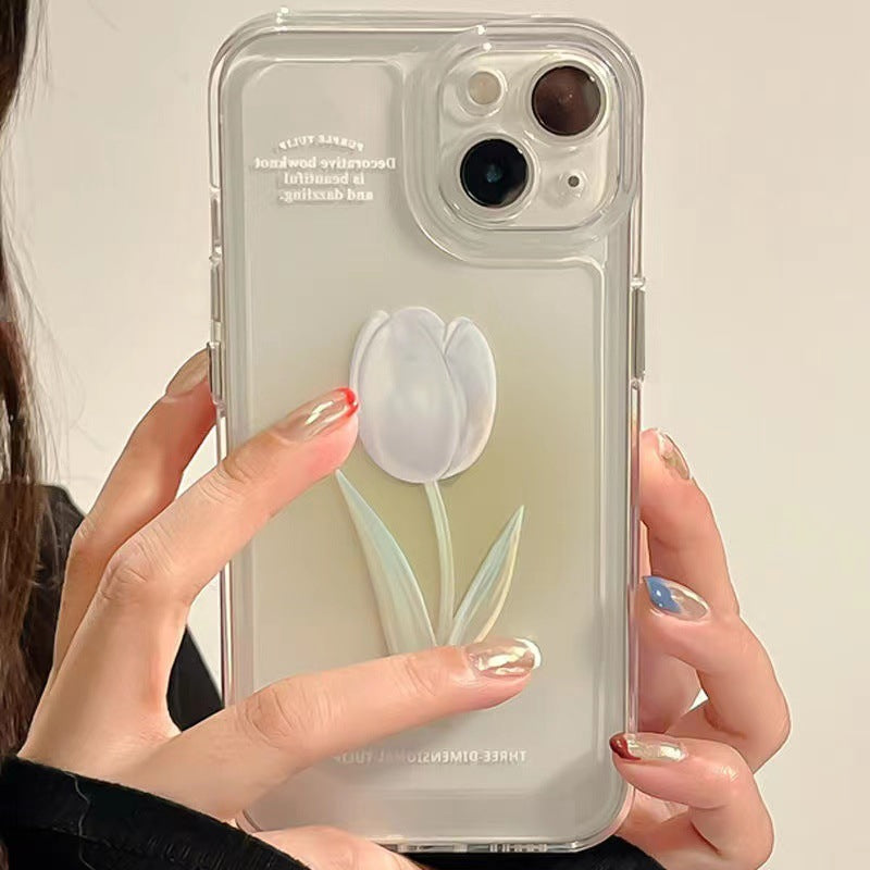 Fashion Tulip Rose Flower Floral Soft Shockproof Compatible with Case for iPhone