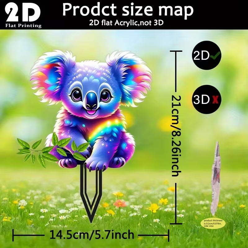 🌈🐨 Rainbow Koala Garden Stake Decoration
