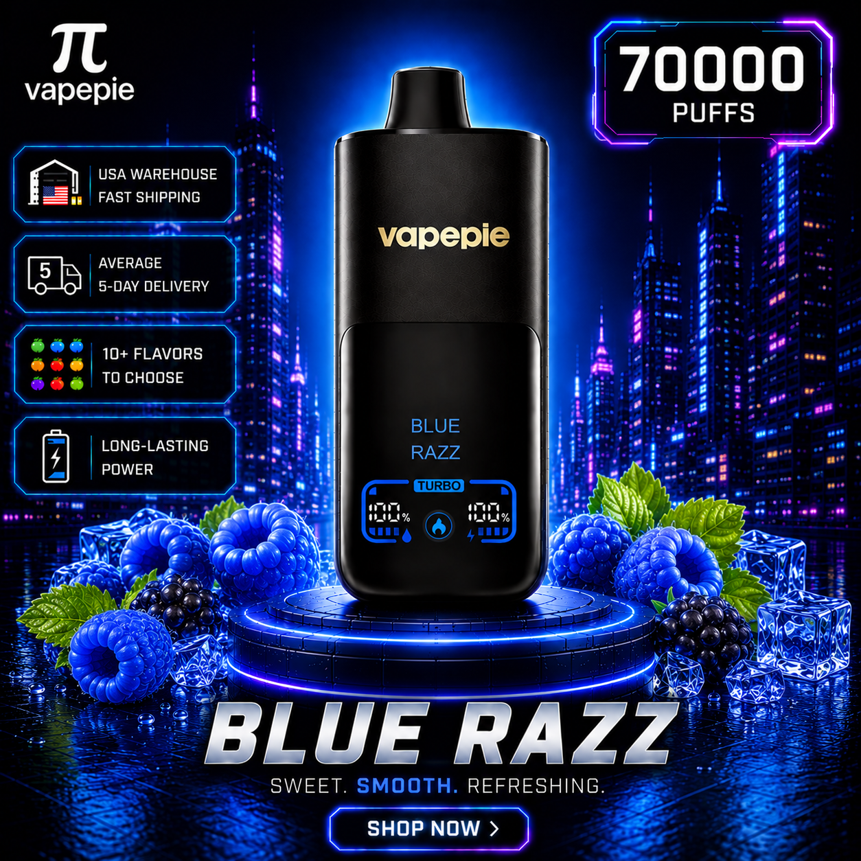 Blue Razz | 70000 Puffs Rechargeable Disposable Vape