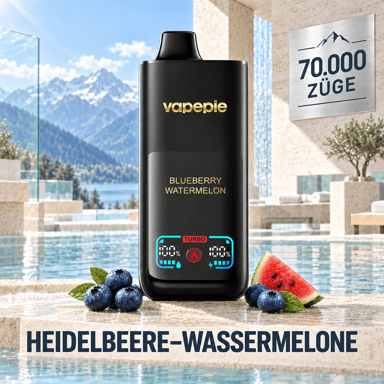 Vapepie Mega 70 000 Züge – wiederaufladbare elektronische Zigarette, verfügbar und speicherbar