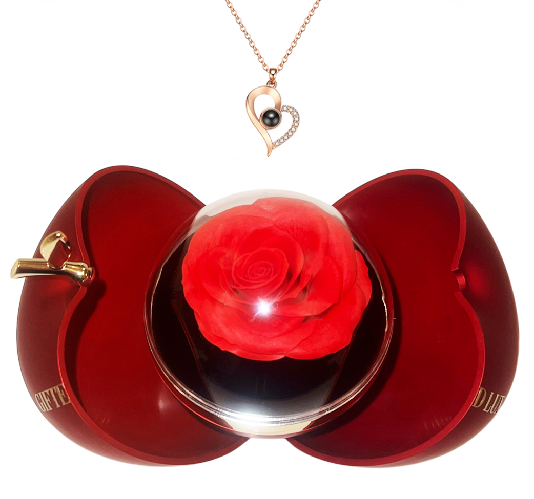 Luxury Rose & Apple Dual-Open Jewelry Gift Box