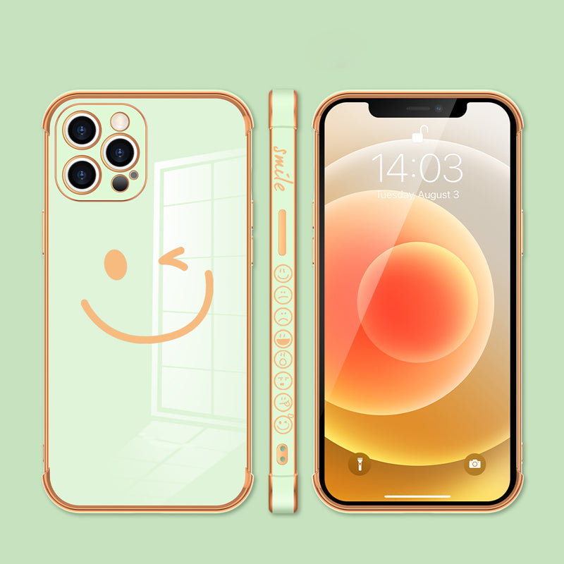 Side Smiley Face Pattern Case Cover For iPhone