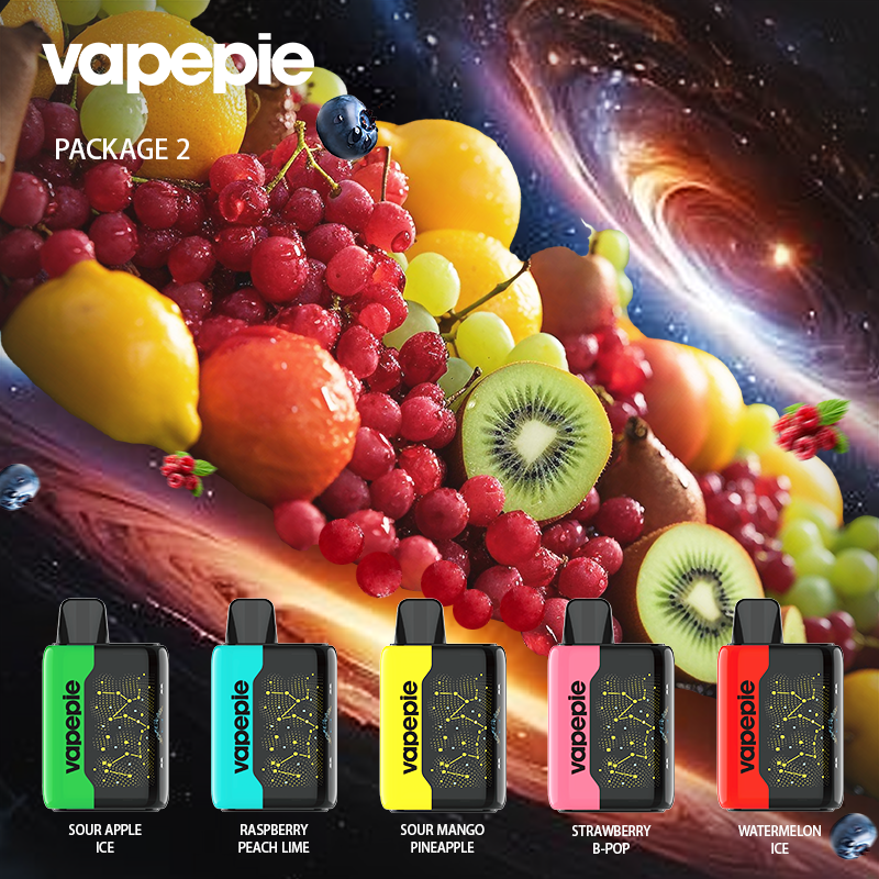 💥Akcia 1+1 ZADARMO!🔥Malina, Broskve A Limetka & VAPEPIE 25000 PUFFS - Star Sky Curved Screen