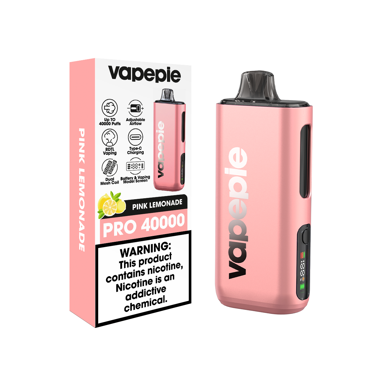 Limonade Rose | PRO | Cigarette électronique jetable rechargeable – 40 000 bouffées
