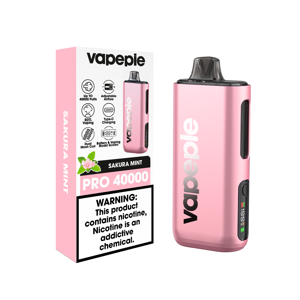 Sakura Menthe | PRO | Cigarette électronique jetable rechargeable – 40 000 bouffées