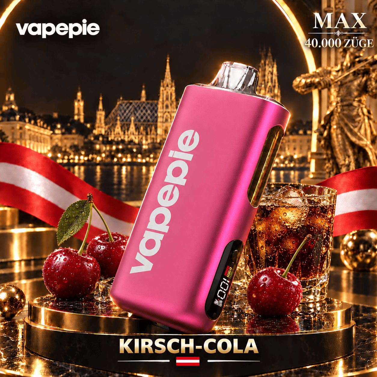 Vapepie Max 40 000 Züge – wiederaufladbare, wiederaufladbare elektronische Zigarette, verfügbar und speicherbar