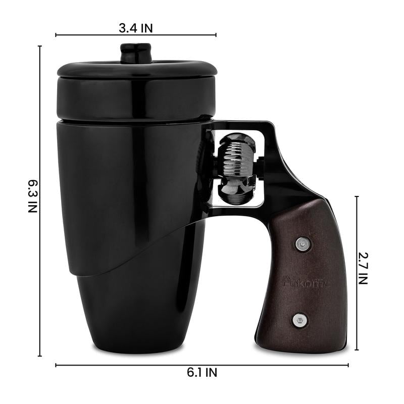 🔥LAST DAY 49% OFF - Gun Handle Coffee Mug with Rotatable Wooden Handle Gift Boxes