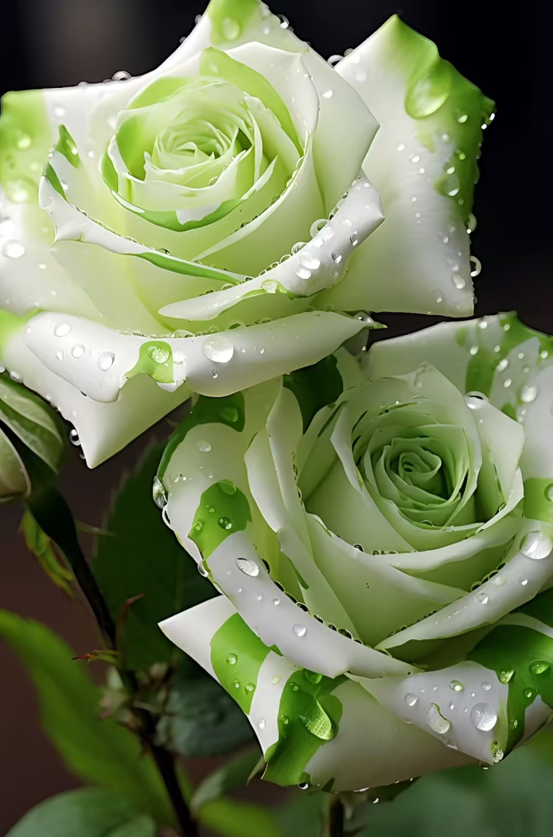 Rare White and Green Twin Rose