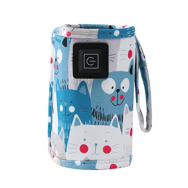 Portable Heated Bottle Warmer for Babies - Fast, Safe & Adorable Cat Print | Must-Have for Parents!