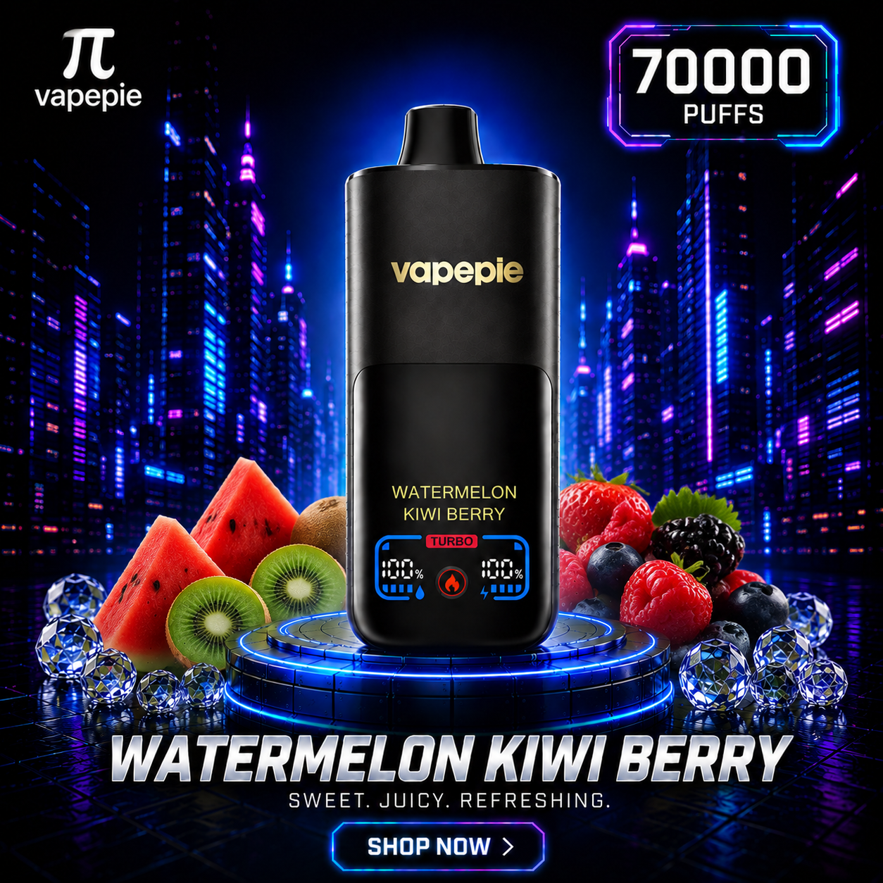 Watermelon Kiwi Berry | 70000 Puffs Rechargeable Disposable Vape