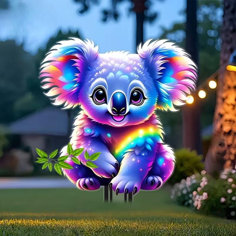 🌈🐨 Rainbow Koala Garden Stake Decoration